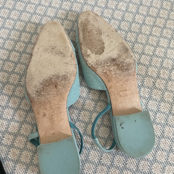 Chanel Size 38 Denim Slingbacks - Picture 5 of 6